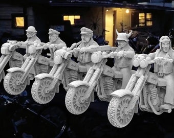 Black Widows Motorcycle Gang - 28mm scale 3D printed resin miniatures x5