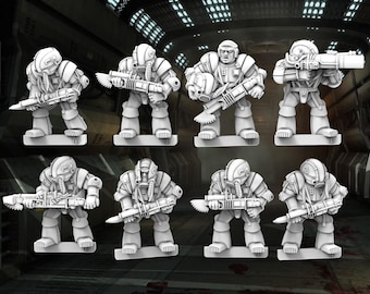 Space Warriors in Power Armour -  28mm - 32mm scale 3D printed resin miniatures x8