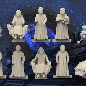 Death Ship Space Crew and Robots -  28mm scale 3D printed resin miniatures x10