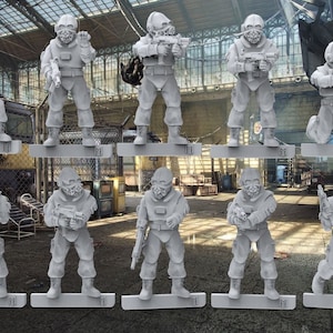 Combine Security Troopers with SMGs - 28mm scale 3D printed resin miniatures x10