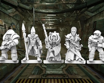 Grimdark-personagesset: schaal van 13 - 28 mm/32 mm 3D-geprinte harsminiaturen x 5