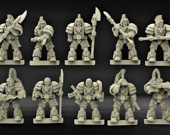Techno Barbarians with Halberds -  28mm scale 3D printed resin miniatures x10