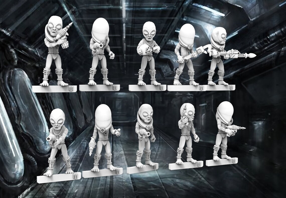 Grey Aliens (grays) X10 - 28mm Scale 3D Printed Resin Miniatures X10 - Etsy