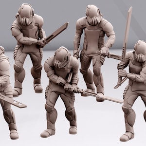 Space Mercenaries Assault Trooper Squad x6 - heroic scale resin miniatures (3D printed)