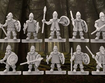 Red Orc Warriors with Spears - 28mm scale 3D printed resin miniatures x10