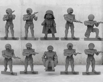 Cosmic Balls Troopers and Helmet Lord -  28mm scale 3D printed resin miniatures x10