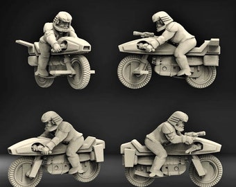 Galactic Colonial Bikers x4 -  28mm scale 3D printed resin miniatures x10