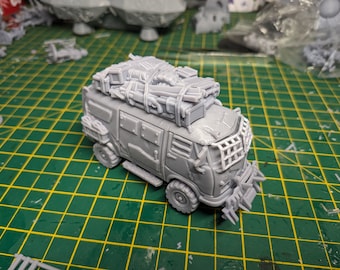 Wastelands Retro Campervan (28mm to 32mm scale) - Beyond the Badlands - resin 3D printed model kit