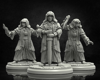 Yellow Cultists x3 - Beyond the Veil Cthulhu Mythos Miniatures (3D printed resin models sculpted by Adaevy Creations)