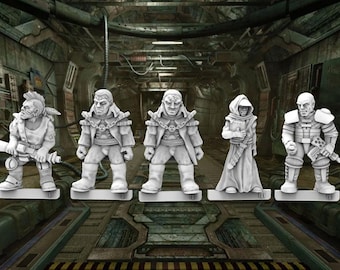 Grimdark Characters Set 9 -  28mm/32mm scale 3D printed resin miniatures x5