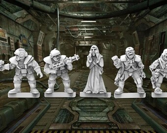 Grimdark Characters Set 5 -  28mm/32mm scale 3D printed resin miniatures x5