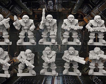 Grimdark MEK Troopers -  28mm - 32mm scale 3D printed resin miniatures x10