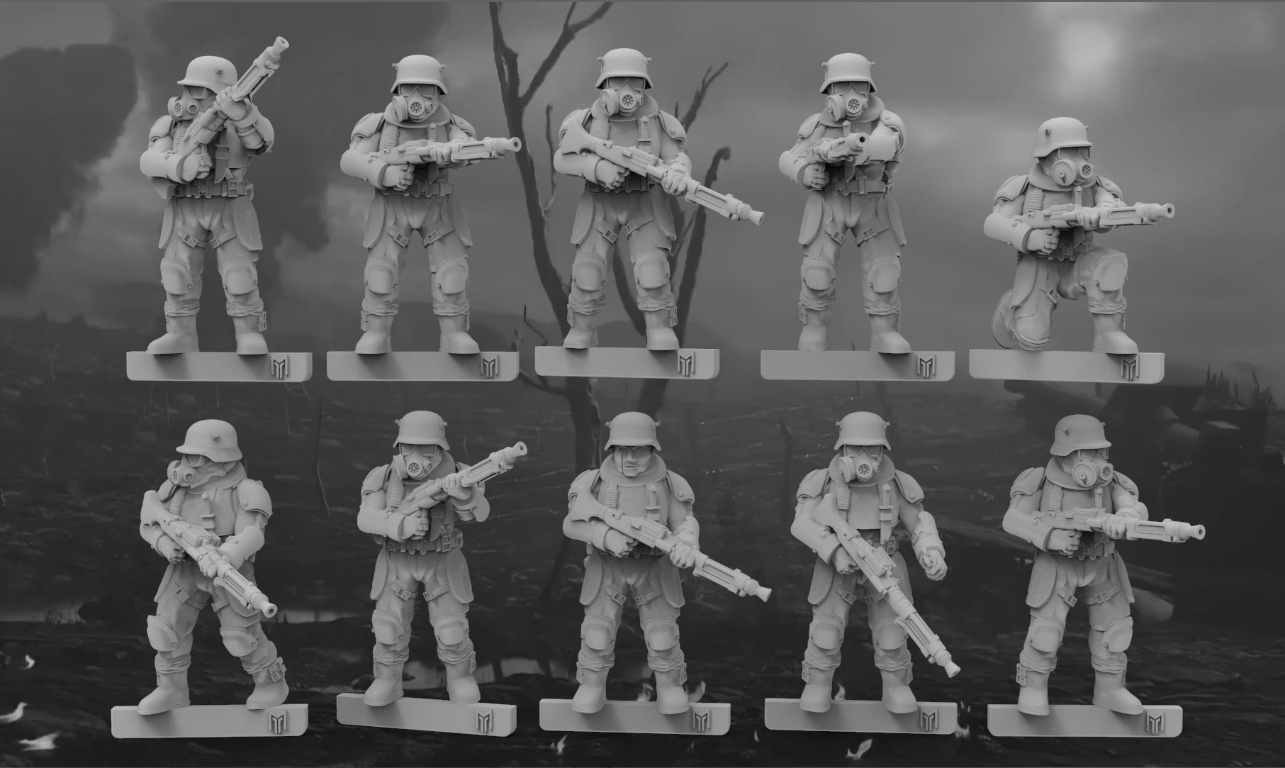 Brown Shadow Traitor Guard -  28mm scale 3D printed resin miniatures x10