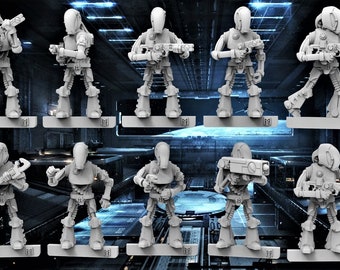 EnviroCorp Droid Squad 28mm scale 3D printed resin miniatures x10