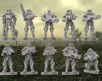 Post Apocalypse Powered Armour Troopers - 28mm scale 3D printed resin miniatures x10