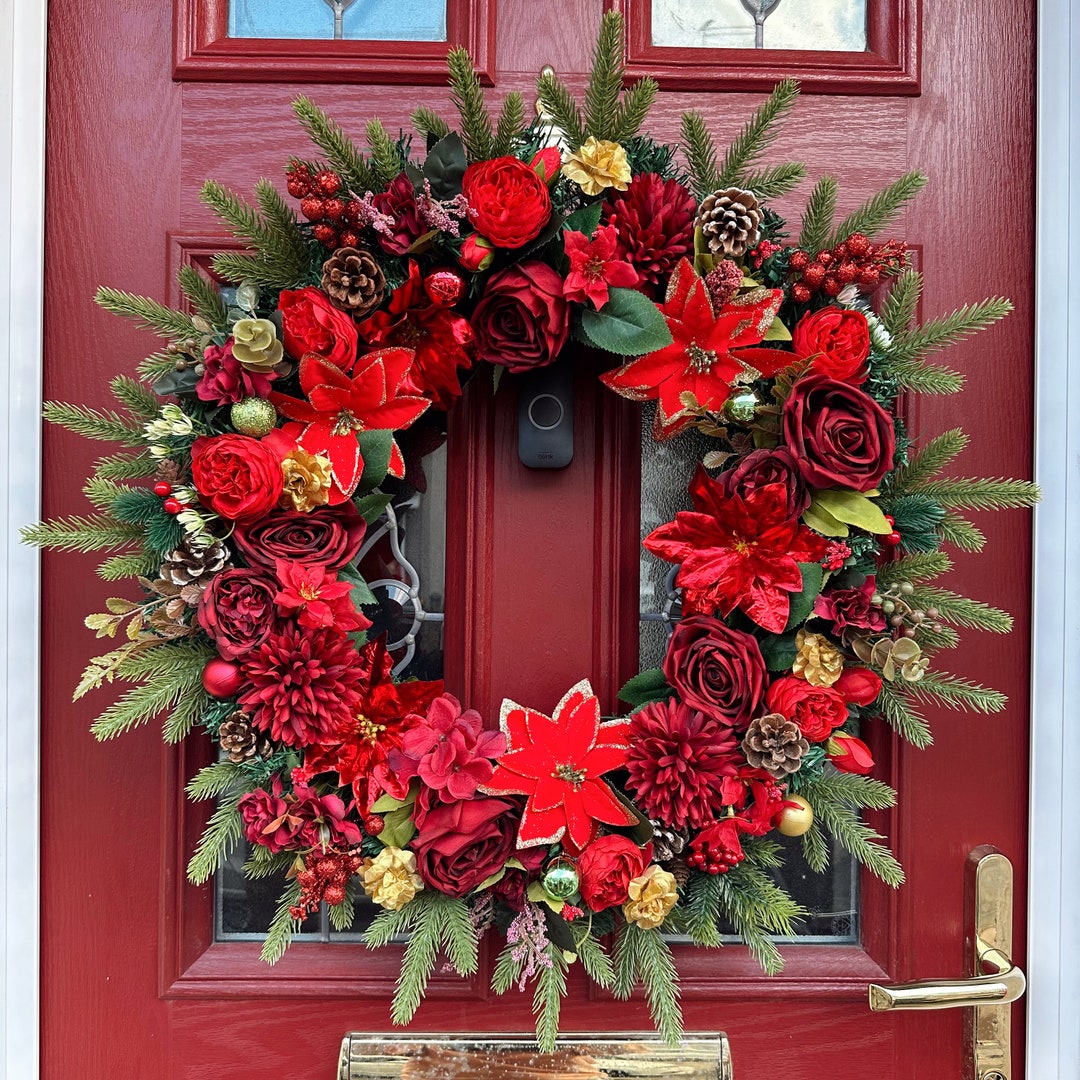 Kezqiaxn Christmas Wreath With Lights, 2024 Large Christmas Wreaths For