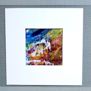 Lot de 2, chacune 25 x 25 cm, Peinture abstraite Acrylique Tableaux Décoration murale Original Salon Chambre Photos Minimaliste Bleu Jaune Marron
