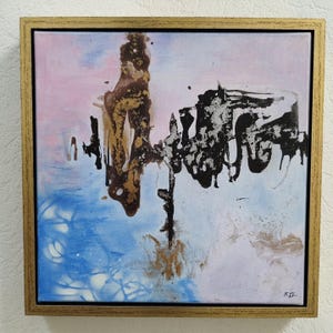 Original Paintings Abstract Pictures Modern Art Living Room Pictures Wall Decoration Blue Silver Gold Black Acrylic Painting Pictures with Frame