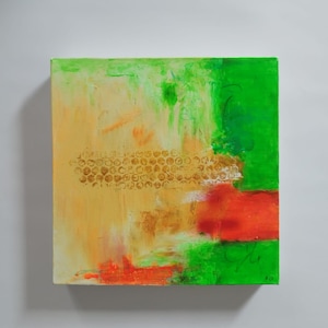 Lot de 2 peintures originales abstraites en acrylique, chacune mesurant 30 x 30 cm, décoration murale carrée minimaliste pour salon