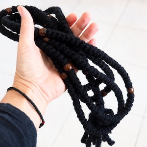 Thick 300 knots Komboskini, Christian Orthodox Prayer rope with cross, wooden beads, Monks style prayer beads, Knotted rosary