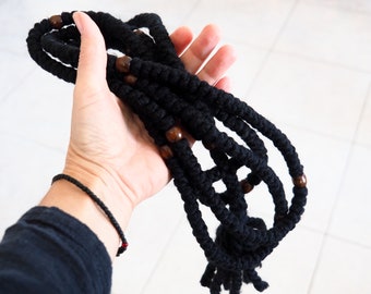 Thick 300 knots Komboskini, Christian Orthodox Prayer rope with cross, wooden beads, Monks style prayer beads, Knotted rosary