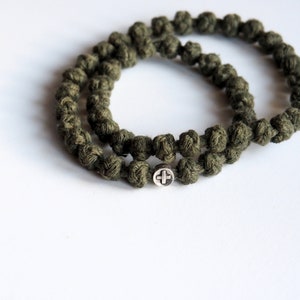 Olive Green Cotton Prayer Rope: Greek Orthodox Komboskini, 33/50 Knots