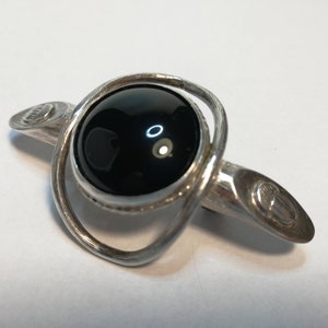 Late Art Nouveau large BROOCH sterling silver onyx Poland retro jewellery
