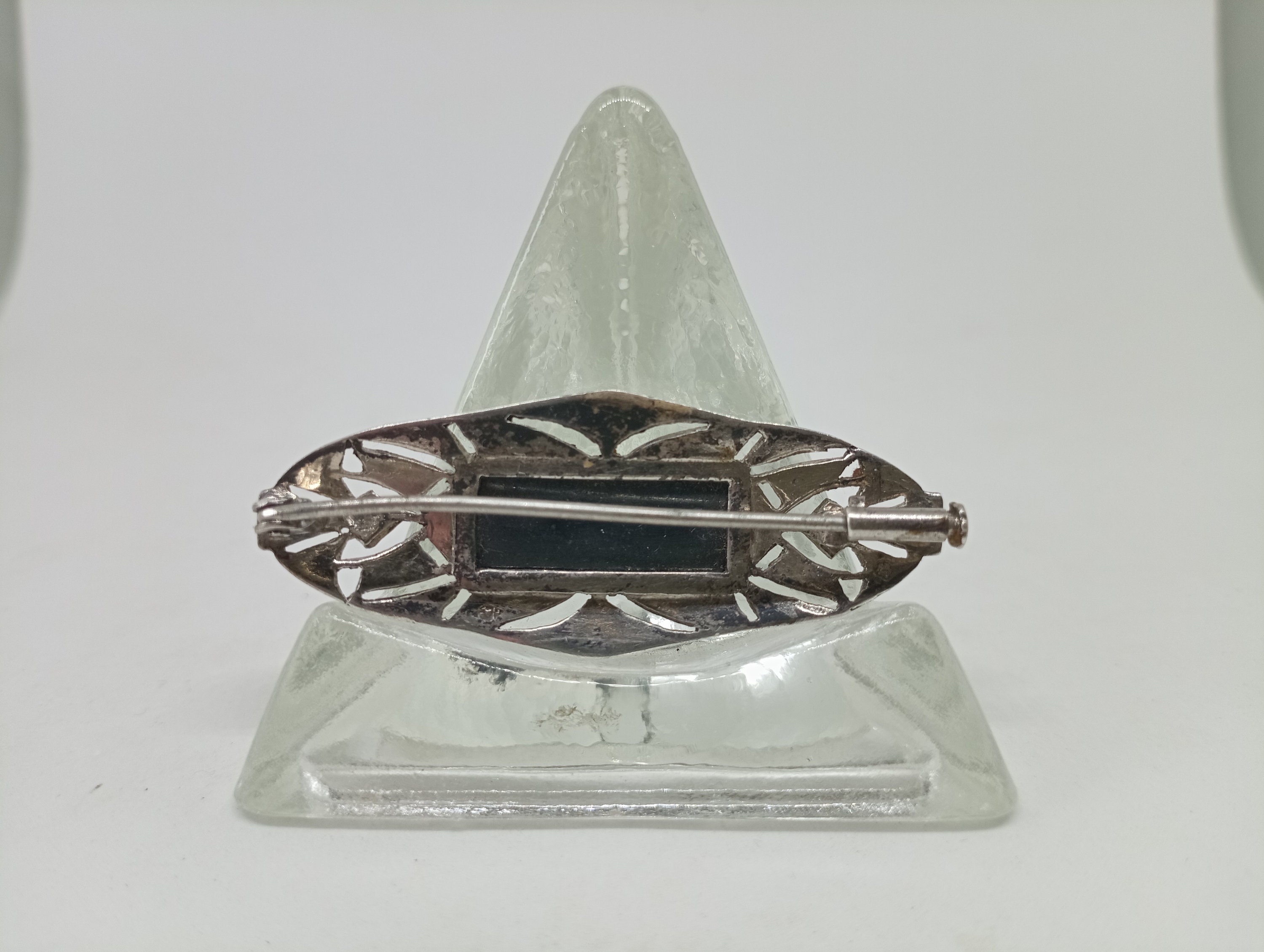 Broche Art Déco En Argent Massif - Hure De Sanglier Avec Hématite Et Marcassite