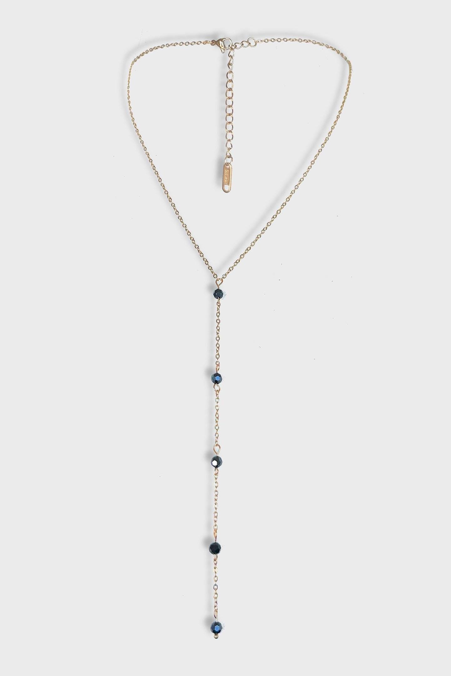 Body Chain - Stainless Steel Long Necklace with Beads Silver / Gold