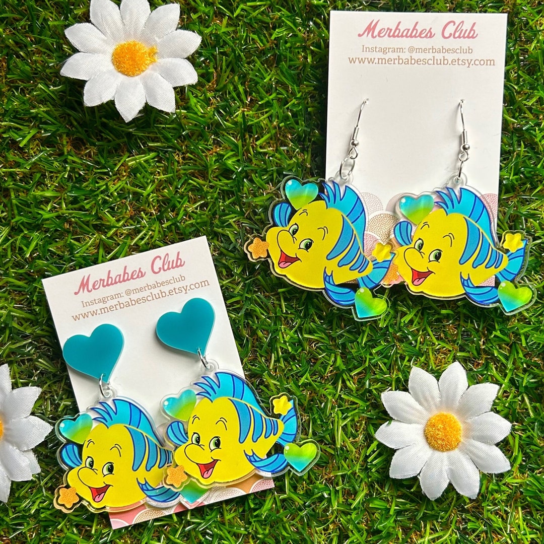 Jumbo Dont Be Such A Guppy Flounder Earrings or Clip on Earrings the