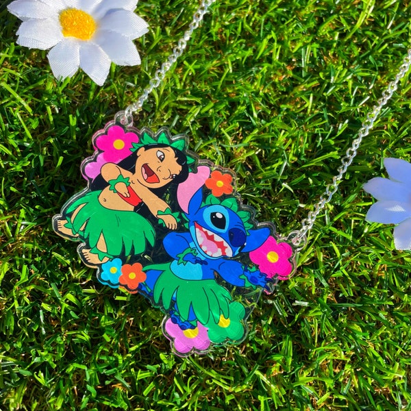 Hawaiian Roller Coaster Ride Necklace - Lilo & Stitch Disney Acrylic Laser Cut Necklace