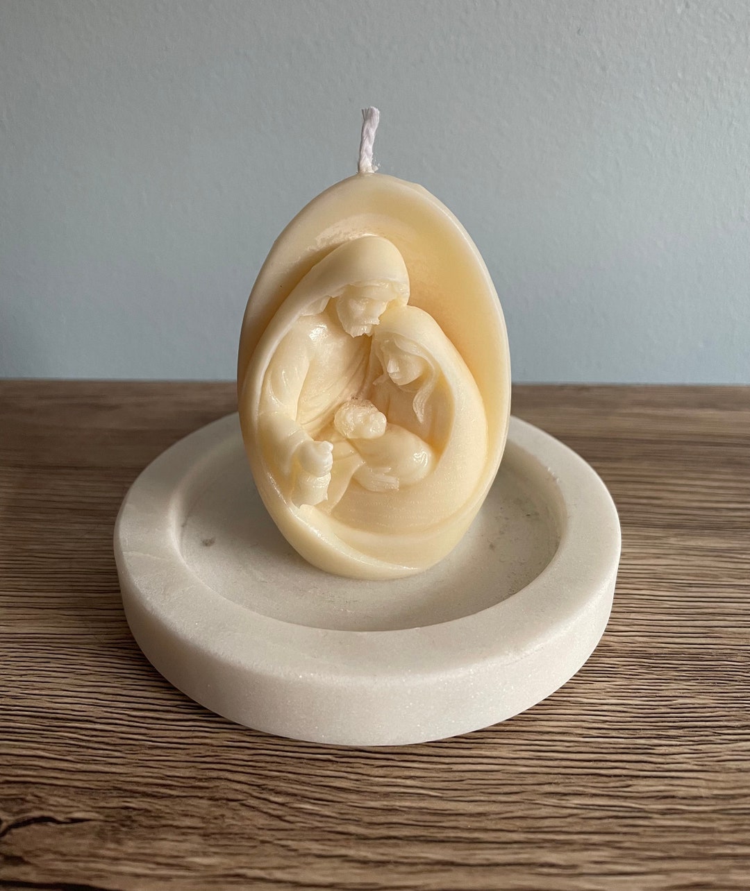 Small Nativity Pillar Candle Sculptural Pillar Religious Etsy