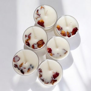 Handcrafted Rose Tea Lights Set | Set of 6 Tea Lights | Botanical Rose Candle | Rose Gift Set | Aromatherapy Candles