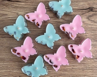 Schmetterling Teelichter | 4er Pack | Teelichtpackung | Duftkerze | Pastell Kerze | Schmetterling Dekor | Muttertag