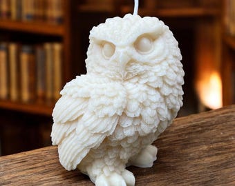 ヴィンテージの白いフクロウのワックスキャンドルセット。2個セット