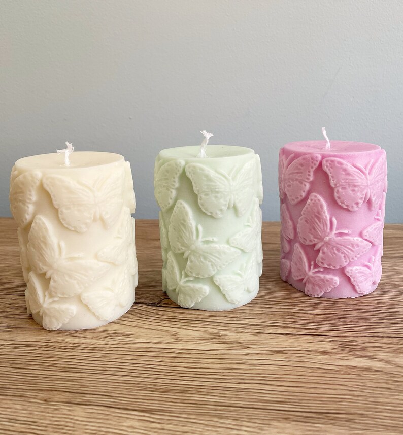 Butterfly Pillar Candle Butterfly Decor Symbolic Home Accents Nature-Inspired Candles Home Fragrance Gifts for Her Mothers Day image 1