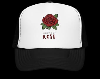 Rose Trucker Hat, Mesh Back Foam Cap