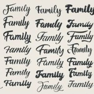 35 Family Script signs. DXF SVG   One piece   very handy