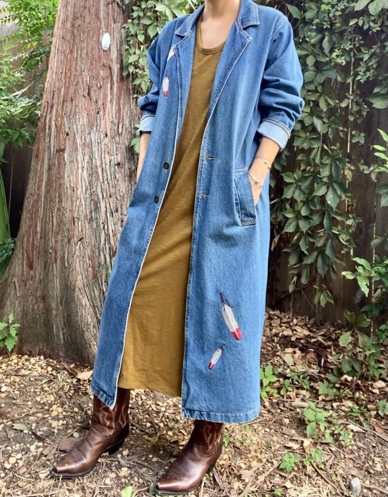 Denim duster vest cheap