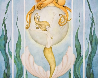 Pearl (Mermaid Watercolor Art Print)