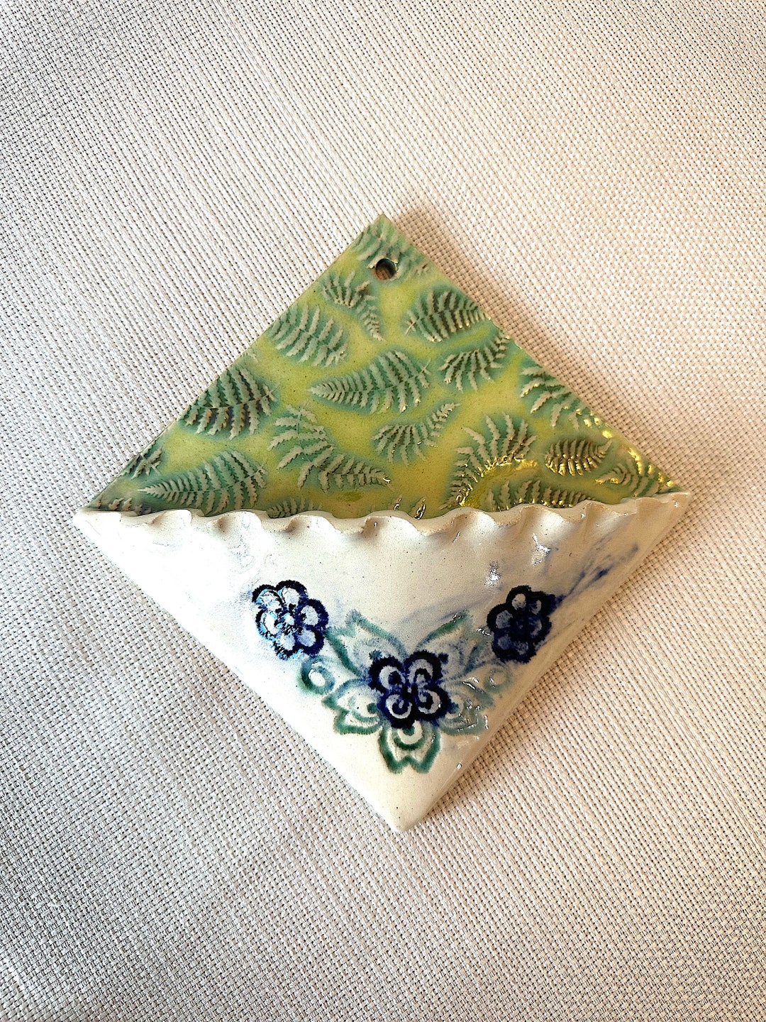 Pottery Fern and Floral Lace Pattern Wall Pocket/succulent Etsy