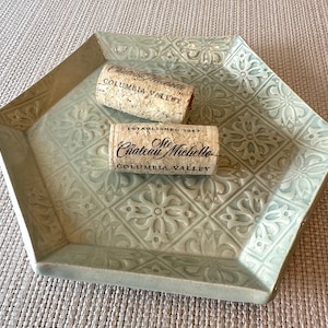 Small Hexagonal Plate 6 inches across Mint Green with Texture