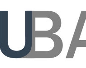 Puede incluir: Un logotipo para una empresa llamada "WUBAITS" con una imagen estilizada de un pez saltando fuera del agua. La palabra "WUBAITS" está en una fuente en negrita, sin serifas, con las dos primeras letras en azul oscuro y las letras restantes en gris.