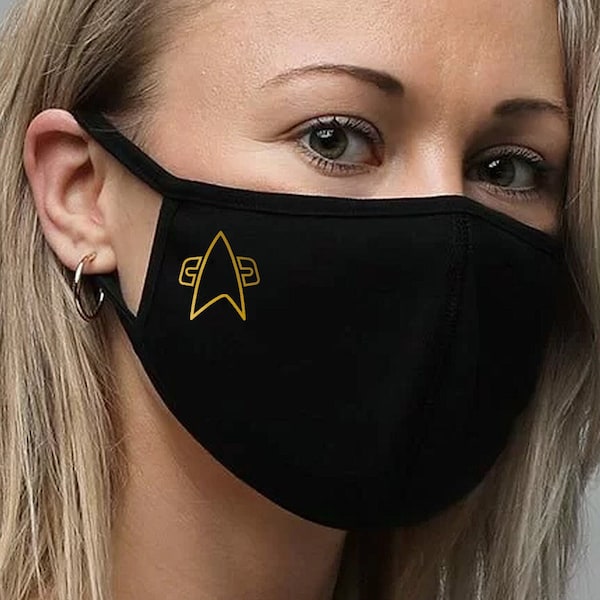 Star Trek Voyager Deep Space Nine Starfleet Gold v2 Logo Fashion FACE MASK cotton, washable, reusable, skin-friendly, anti-droplets