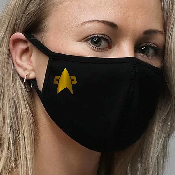 Star Trek Voyager Deep Space Nine Starfleet Gold v1 Logo Fashion FACE MASK cotton, washable, reusable, skin-friendly, anti-droplets