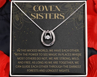 Best Witches Necklace | Gift for Coven Sisters | Lunar | Celestial | Halloween Jewelry | Sun Star | Best Friend Gift | Sisters Of battle