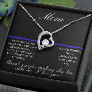 Polizei Mom Halskette | Dünnes Blue Line Geschenk von Polizeioffizier | Cop Mutter Geschenk | Gesetzvollzug (LEO) Eltern | Sheriff Schenkungen