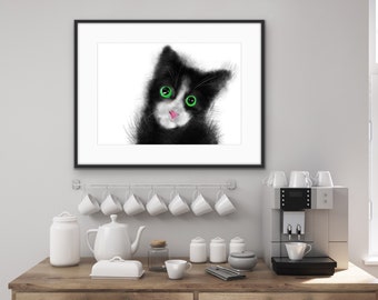 Doris a cat, signed artwork Fine art print prints, wall art, , giclée,animalprint, interor design,children room interior decor nursery