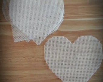 Plastic canvas heart cutouts