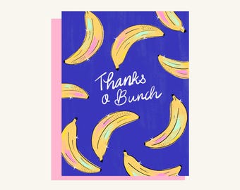Thanks A Bunch! Greeting Card | Cute Banana Card for Him, Her, Friends ...